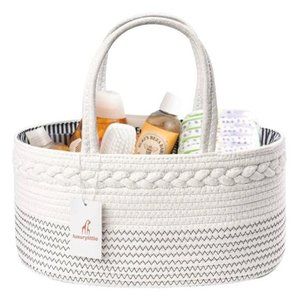luxury little Diaper Caddy Organizer, Large Cotton Rope Nursery Basket